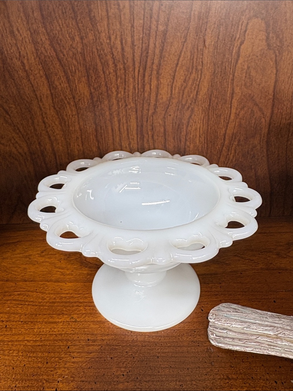 Anchor Hocking White Milk Glass Compote Pedestal Bowl